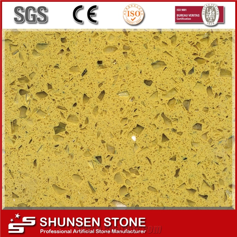 The Best Quality Crystal Yellow Artificial Quartz Stone Qz802