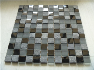 Glass and Stone Mosaic, Glass+Stone Mosaic, Black Mosaic