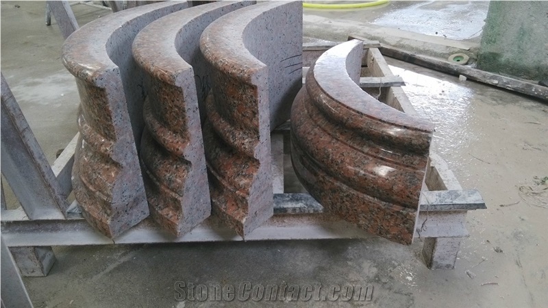 Beige Marble Hallow Stone Column,Pillars and Basa for Project,Arc Shaped ,Round Shape,