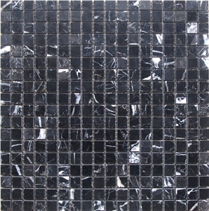 Black Marquina Marble Mosaic Tiles, Nero Marquina Marble Mosaic Tiles