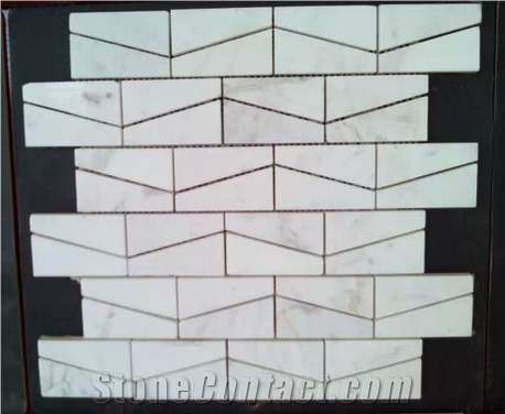 Brick pattern  Ariston White polished mosaic tile