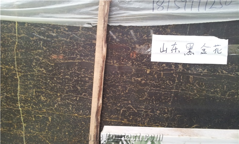 China Black Golden Flower Marble, Golden Flower Marble Slab & Tile