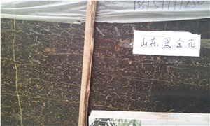 China Black Golden Flower Marble, Golden Flower Marble Slab & Tile