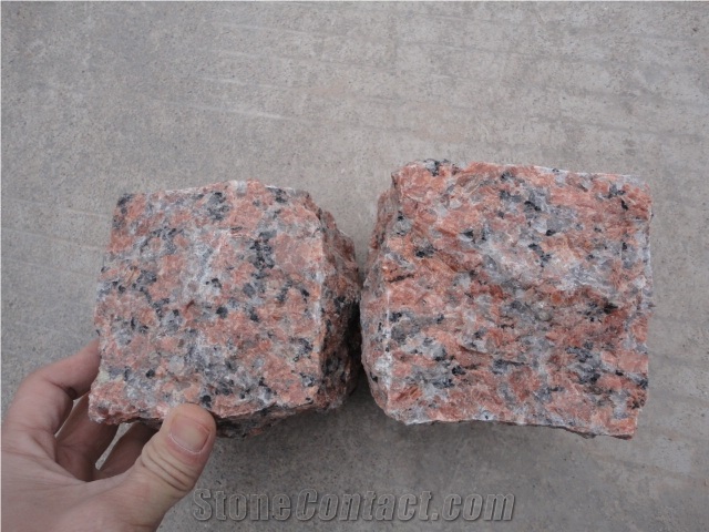 Chinese Red Granite G562 Paving Stone, Granite Cubic Stone, Marple Red Cobble Stone