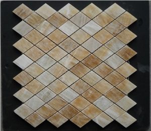 Diamond Honey/Yellow Onyx Polished Mosaic Tile, Honey Onyx Yellow Onyx Polished Mosaic