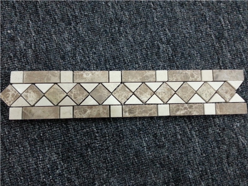 Emperador Dark Mosaic Tile , Mixed-Color Marble Mosaic Design