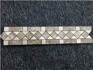 Emperador Dark Mosaic Tile , Mixed-Color Marble Mosaic Design