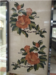 Flower Style Of Marble Waterjet Medallion Tile , Popular Waterjet Pattern Design