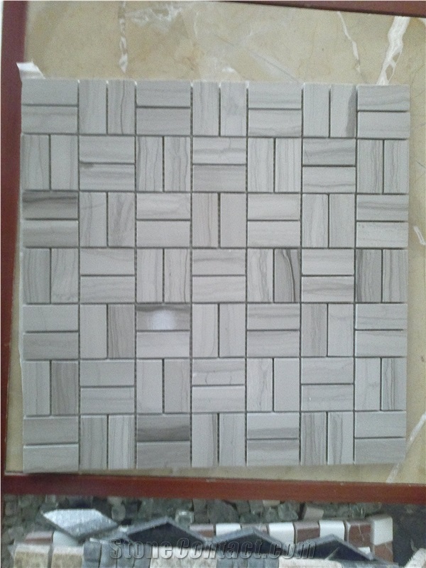 High Quality Wooden Grey Marble Mosaic Tile