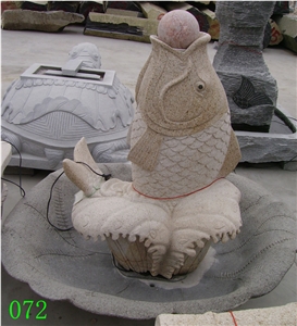 Natural Stone Garden Fountain , Fish Style Of G682 Fountain , Chinese Yellow Granite Fishes Fountain