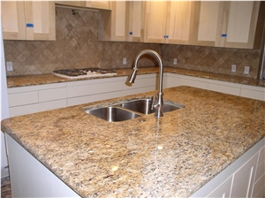 Santa Cecilia Kitchen Countertop , Supply Brazil Yellow Granite Countertop , Giallo Santa Cecilia Kitchen Tops