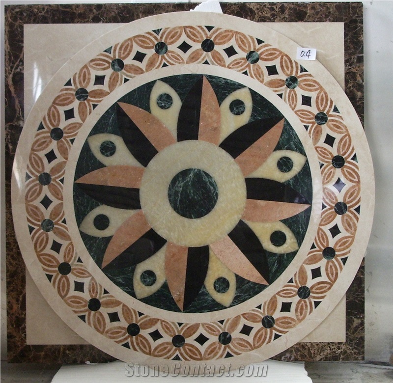 Square Marble Water Jet Medallion