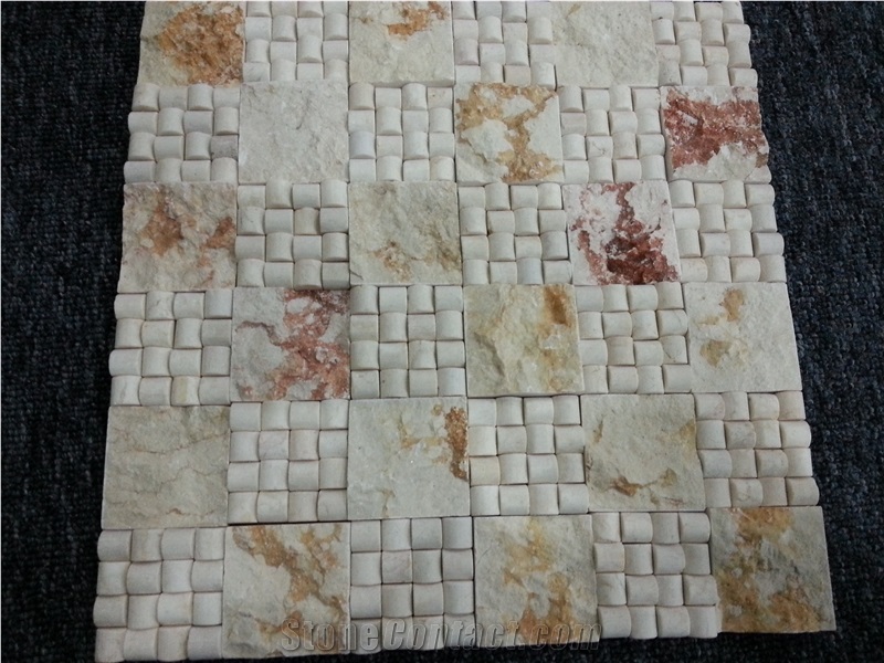 Sunny Beige Mosaic , Mixed-Color Mosaic with Split Surface