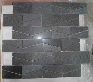 V Shaped Brick China Black Basalt Honed Mosaic Tile