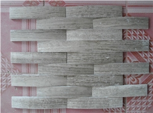 Waved 3D Grey Wood vein marble mosaic tile,Grey Wooden Grain mosaic tile