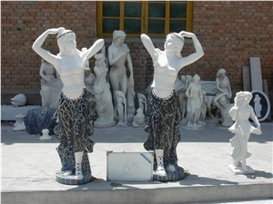 a couple of lady statues,woman sculpture,white marble outdoor sculptures