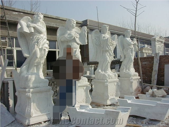 Angel Stone Sculpture,Outdoor White Marble Sculpture