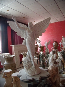Angel with big wing sculpture,Angel stone sculpture & statues 