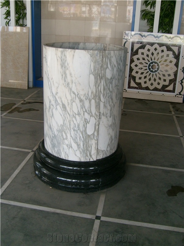 Arabescato Carrara Marble Columns,White Round Columns