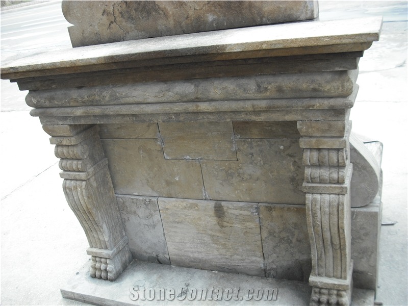 Archaistic Fireplace, Antique Fireplace Mantel
