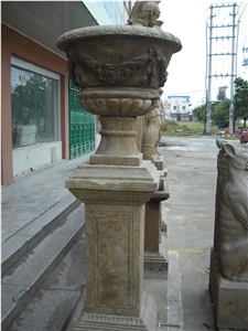 archaistic flower pots, archaistic sculptured planter pots, exterior flower pots