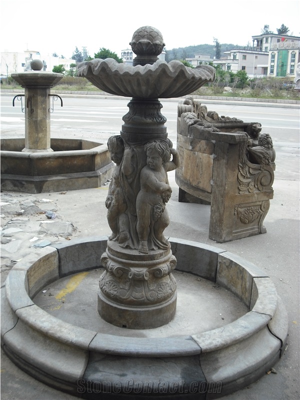 archaistic fountains, archaistic sculptured fountains, garden fountains