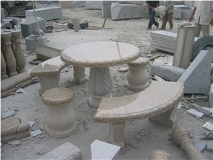 Best Design G682 Yellow Granite Table and Bench