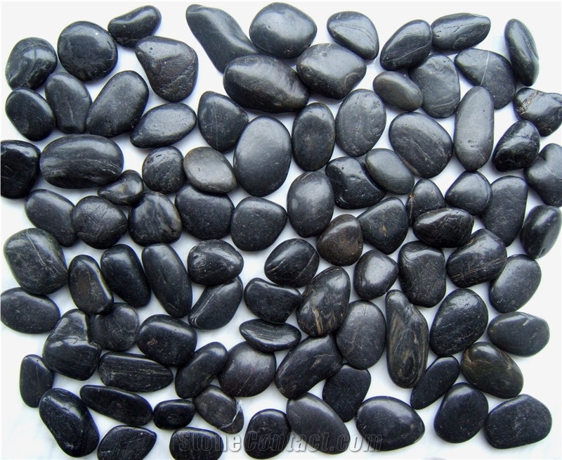 Big Quantity Black Pebbles, Black River Stone