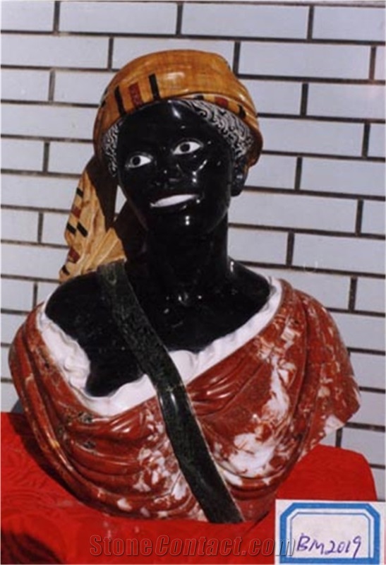 black and red marble statue,female head statue