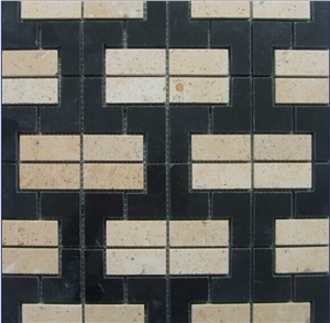 Black and Yellow Granite Square Combination Mosaic