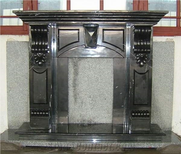 Black Granite Fireplace Design