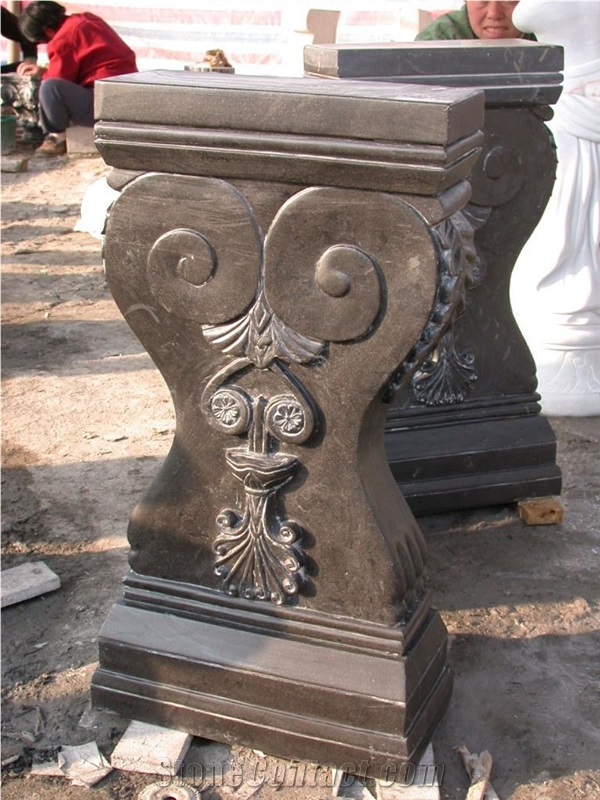 Black Granite Pedestal Column Base