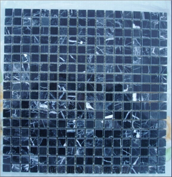 Black Marble Brick Polished Mosaic