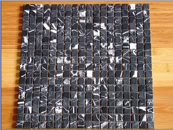 Black Polished Marble Mosaic,brick mosaic,wall mosaic