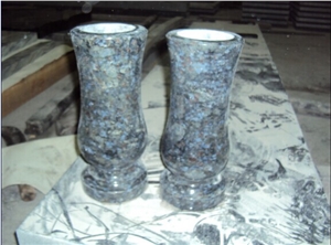 Blue Pearl Granite Vases, Monumental Vases