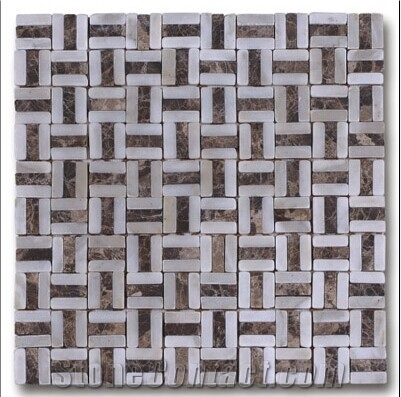 Brown Marble Mosaic,Square Groove Mosaic, Split Face Mosaic