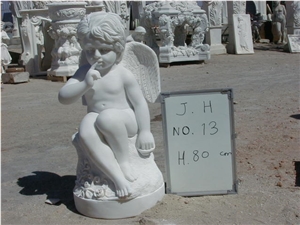Children Angel Statue, Western Sculpture, White Marble Sculpture