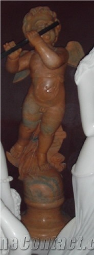 Children Angel Statue, Western Sculpture, Yellow Marble Sculptures