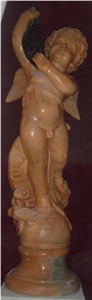 Children Angel Statue, Western Sculpture,Yellow Marble Sculptures