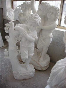 Children Statues, Human Stone Sculpture,White Marble Garden Sculpture
