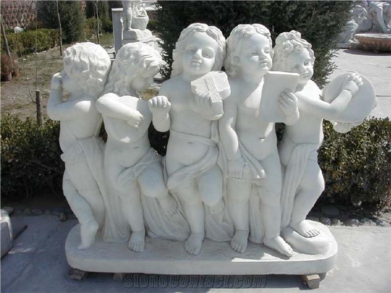 Children Stone Sculptures,Figure Statues,White Marble Sculpture