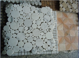 Circular White Marble Mosaic Tiles