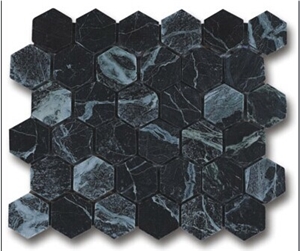 Dark Green Marble Mosaic,Hexagon Mosaic, Wall Mosaic