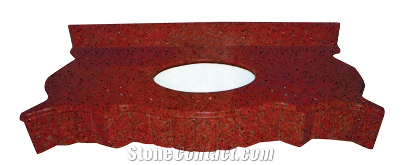 Dark Red Artificial Quartz Stone Bath Top