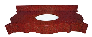Dark Red Artificial Quartz Stone Bath Top