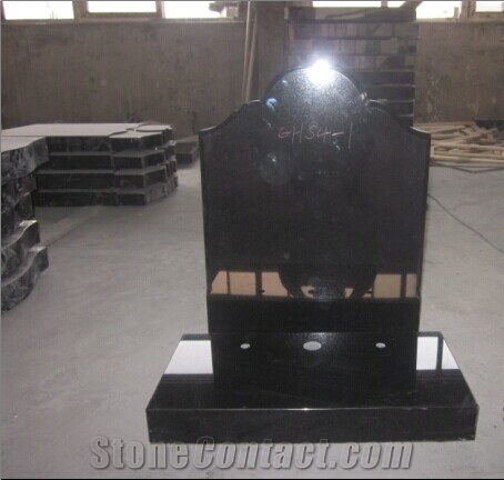 English-Style Shanxi Black Granite Tombstone, Monument, Polished and Carving Headstone&Gravestone