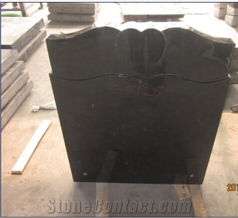 English-Style Shanxi Black Granite Tombstone, Monument, Polished and Carving Heart Headstone&Gravestone
