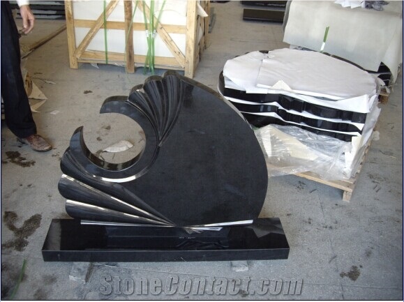 European Style Black Granite Tombstone,Shanxi Black Monument,Polished and Carving Headstone&Gravestone