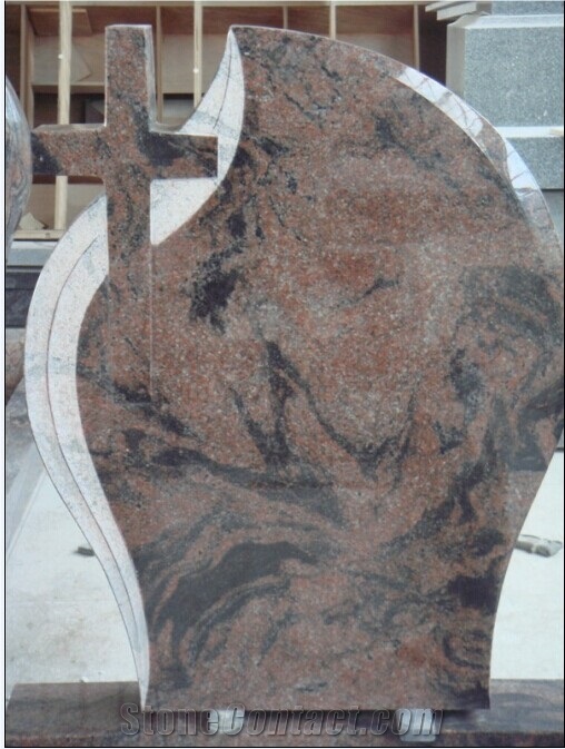 European Style Multicolor Red Headstone, Granite Polished and Carving Tombstone, Gravestone&Monument