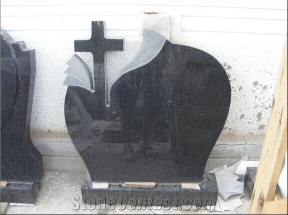 European Style Shanxi Black Headstone, Granite Tombstone, Polished and Carving Headstone&Gravestone
